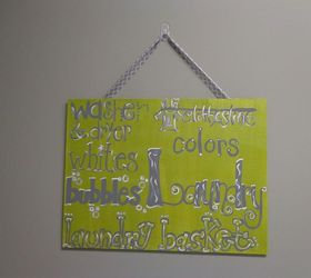 laundry room fun, crafts, home decor, laundry rooms, Art on canvas and hung from a ribbon