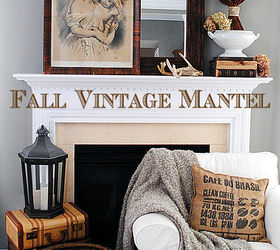 fall vintage mantel, seasonal holiday d cor, Our Fall Vintage Mantel