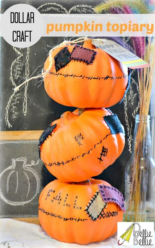 how to make a tipsy pumpkin topiary with dollar tree pumpkins, crafts, seasonal holiday decor