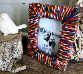 diy yarn picture frame, crafts, repurposing upcycling