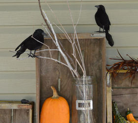 piles of beautiful junk for 2013 fall, outdoor living, repurposing upcycling, seasonal holiday decor, sticks jars and black crows seem to be my signature Fall decor