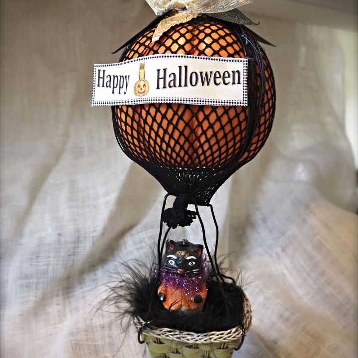 flying pumpkins, halloween decorations, seasonal holiday d cor, a foam pumpkin and fishnet stockings make a fun balloon