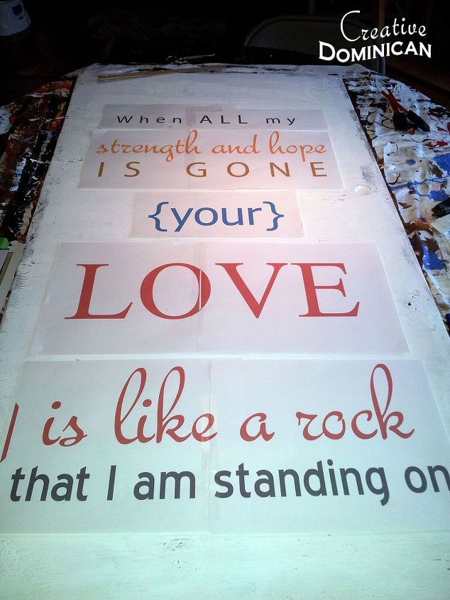 large hand painted lyrics sign, crafts, Quote was designed in Photoshop and then printed on 9 different sheets and taped together