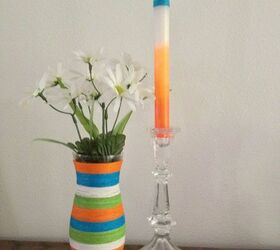 hemp string vase and neon painted candle, crafts