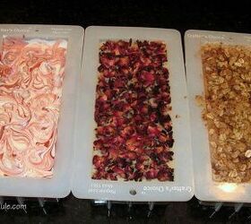 natural soap making a tutorial in pictures, cleaning tips, go green, Fresh soap in the molds Peppermint Swirl Patchouli Rose with Rose Petals Buttermilk Oat with Oats Cinnamon etc Peppermint Swirl Patchouli Rose Buttermilk Oats
