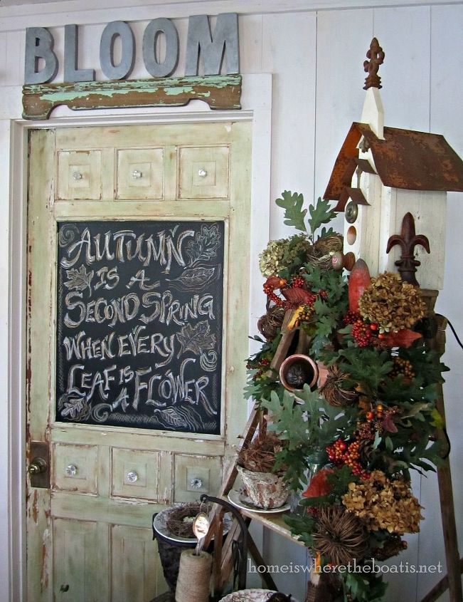 chalkboard door fall quote, repurposing upcycling, seasonal holiday d cor