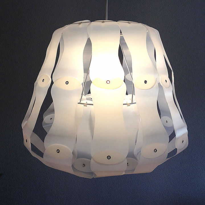 diy upcycle milk cartons into milkbell lampshade, crafts, diy, how to, lighting, repurposing upcycling, DIY The finished MilkDrop lampshade