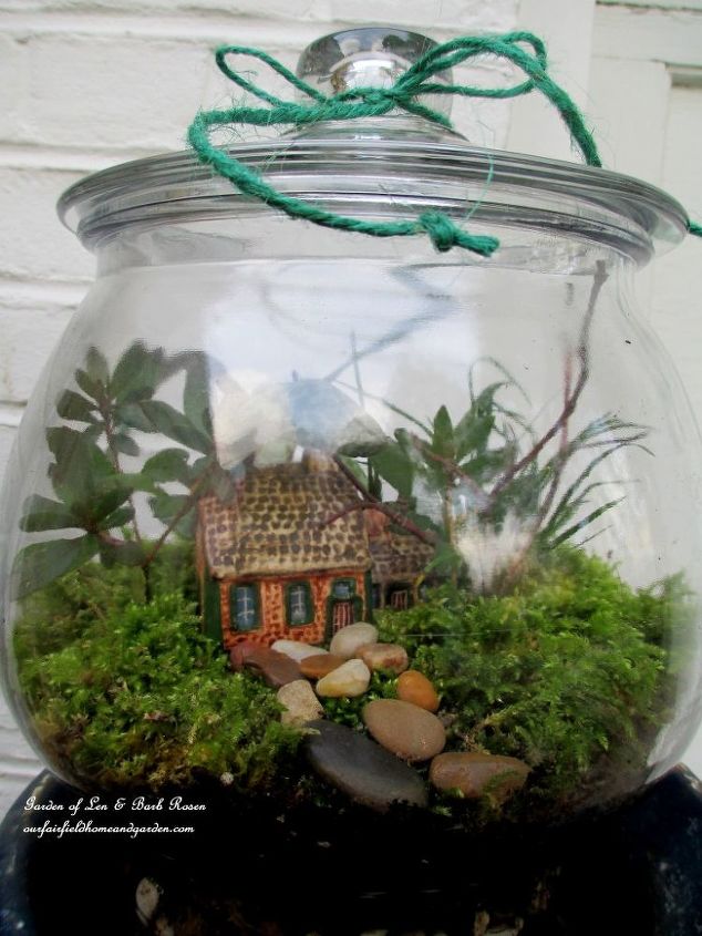 charmed gardens a collection of fairy miniature garden making tips, container gardening, crafts, gardening, terrarium, A rustic getaway in a jar See the directions at