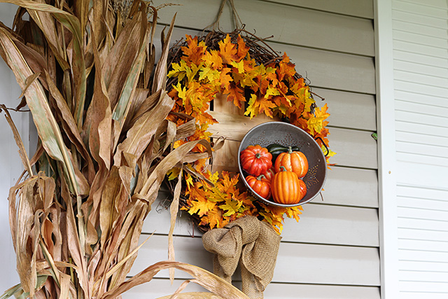 fun and festive fall porch, curb appeal, gardening, outdoor living, seasonal holiday decor, wreaths, My DIY fall wreath
