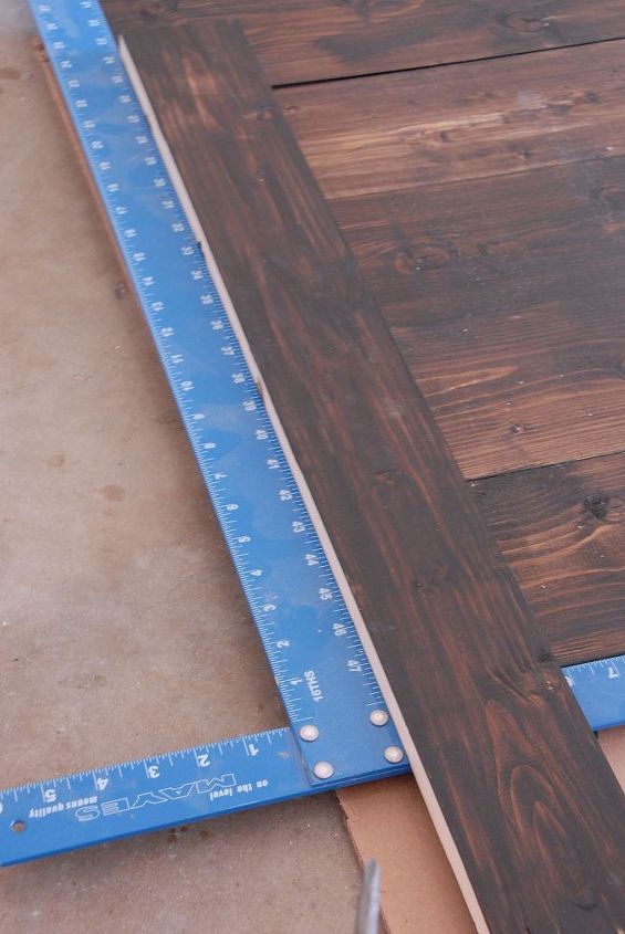 30 diy headboard, diy, how to, repurposing upcycling, woodworking projects, Measure 21 75 inches from the bottom of the 1 X 3 and place a mark This is where the bottom of the first board needs to line up Line up all five boards so that they are stacked one on top of the other front side down