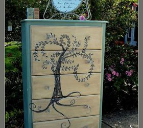 laminate furniture can be beautiful too hand painted willow dresser, painted furniture, The finished willow tree dresser