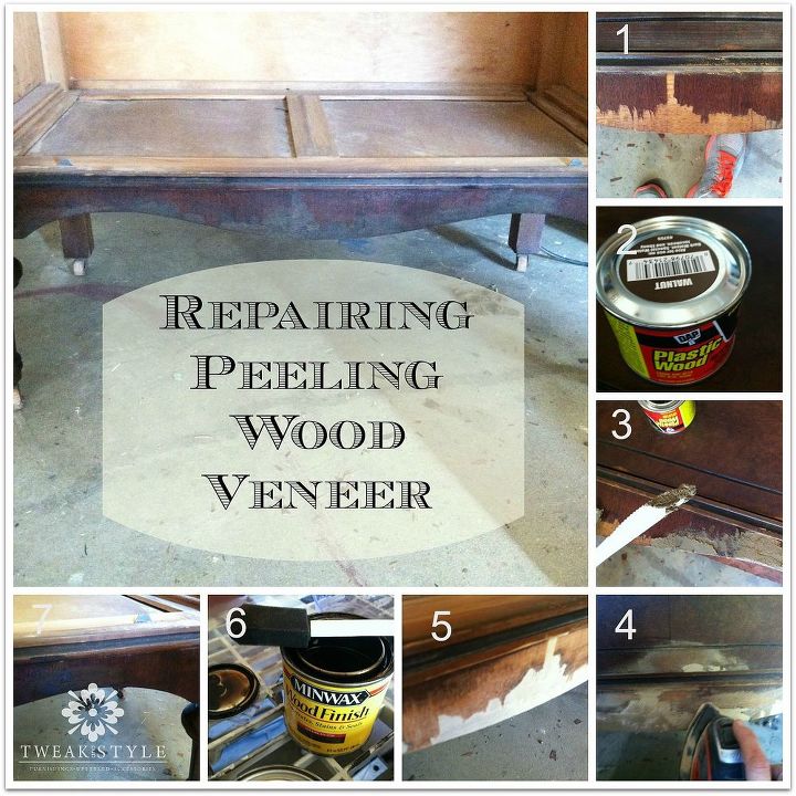 how to repair peeling wood veneer, diy, how to, painted furniture, woodworking projects