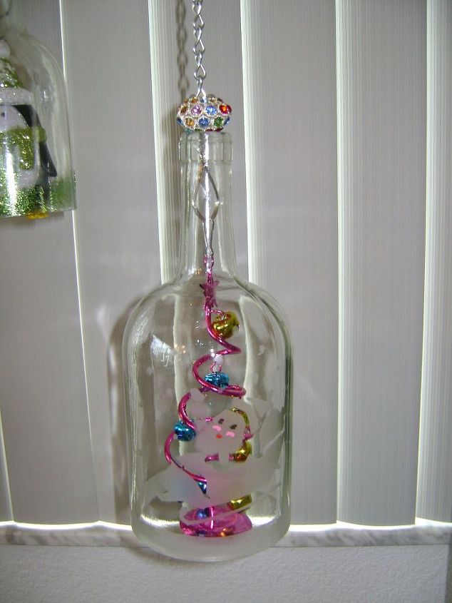 my new craft winechimes and glow, crafts, repurposing upcycling
