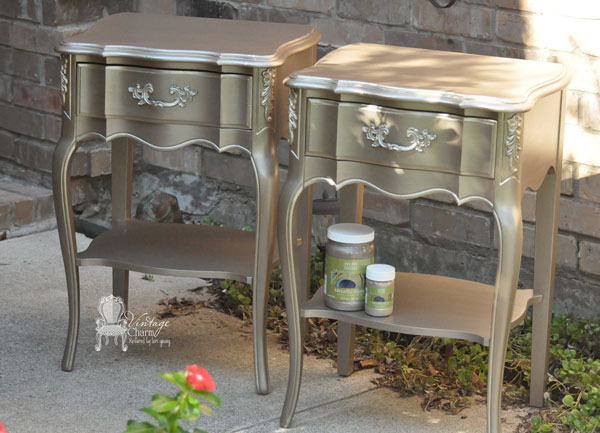 metallic painted french provincial nightstands, painted furniture