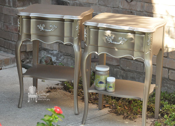 metallic painted french provincial nightstands