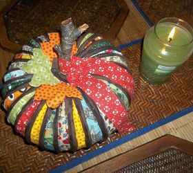 pumpkin made from dryer vent hose and fabric tutorial, crafts, repurposing upcycling, seasonal holiday decor, stick from the yard and fabric leaves and done