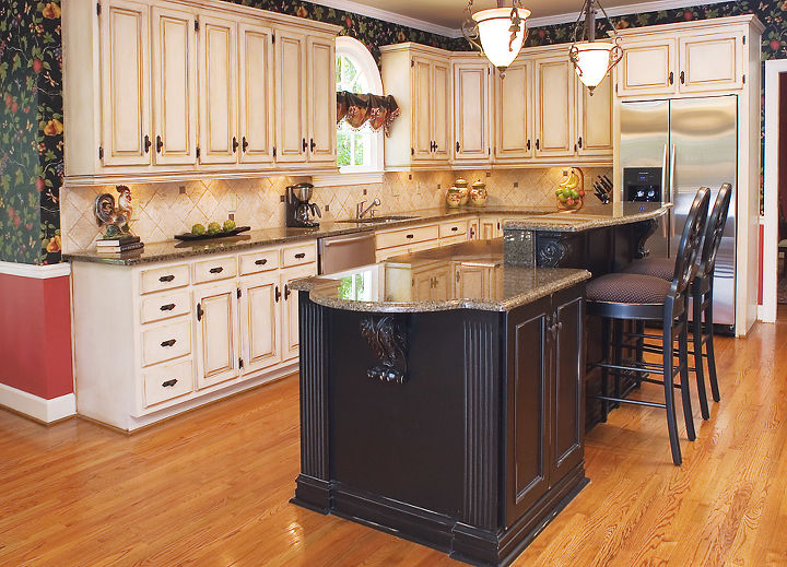 painting your cabinets 5 questions you always wanted to ask a pro, kitchen cabinets, kitchen design, kitchen island, painting, Kitchen Remodel by AK Complete Home Renovations See the before after here Find out how AK combined new old faux finished cabinets