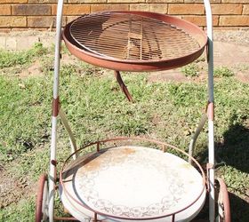 1950 s metal rolling bbq set or birdbath and hostess tray, outdoor living, repurposing upcycling, My husband thought 2 was TOO MUCH for this but I convinced him