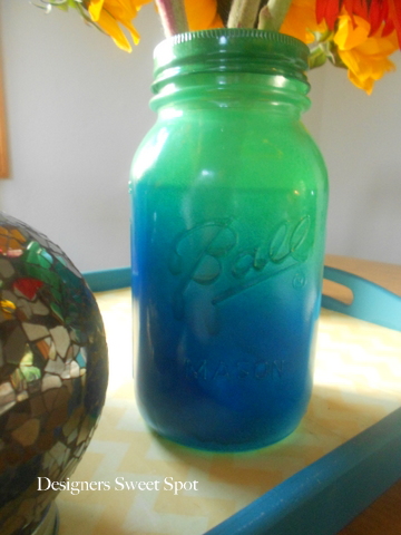 ombre mason jars, crafts, mason jars, painting, repurposing upcycling, More details on the blog