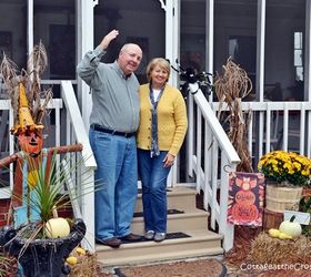 a country cottage s fall porch tour, decks, porches, seasonal holiday decor, wreaths, Hi We re Jane and Leo from the Cottage at the Crossroads