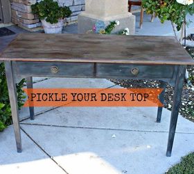 paint that looks like wood and pickled finish, painted furniture, Makeover any kind of wood even MDF With CeCe Paints and an easy Pickling Solution Gives a new desk a rich Vintage look