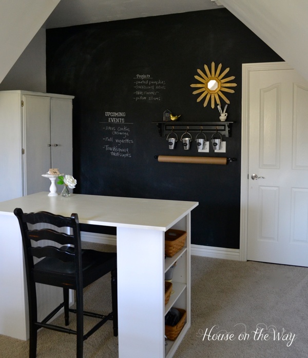 how to make a chalkboard wall in your home office craft room, chalkboard paint, craft rooms, crafts, home office, paint colors, painting, wall decor, Chalkboard wall in the home office craft room