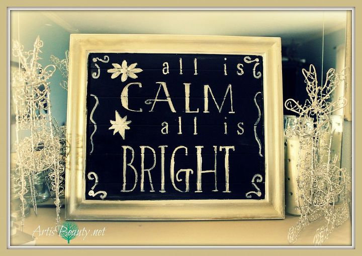 pottery barn inspired christmas art made from free door inspiredby, chalkboard paint, crafts, repurposing upcycling, Pottery Barn inspiredby Art