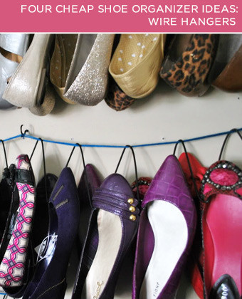 four cheap shoe organizer ideas, organizing, Wire Hangers If you own a lot of flats then wire hangers are your new best friend The best thing about using hangers as organizers They re super cheap 7 for pack of 10 and can even be free