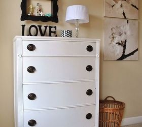 girls budget bedroom makeover, bedroom ideas, home decor, Craig s List dresser and vanity painted solid white