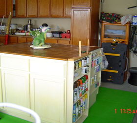 craft center, craft rooms, painted furniture, Three cabinets on the front and three on the back We decided to use the side for storage as well