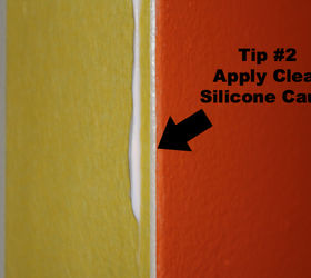 how to paint a wall get perfectly straight lines, paint colors, painting, wall decor, Then apply clear silicone caulk between the Frog Tape and wall This caulk will dry clear but goes on white
