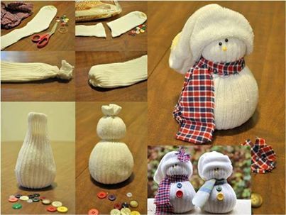 sock snowman, crafts, repurposing upcycling, seasonal holiday decor
