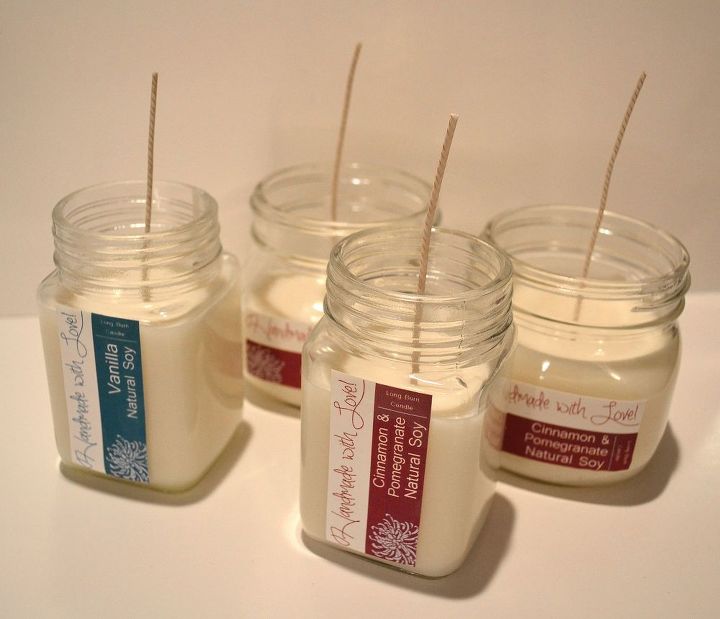 scented soy long burning candles with personalized labels, crafts, After the wax is starting to harden place wicks into candles at the center of the jar Wicks will set as wax hardens You may need to stabilize the wick in location until the wax hardens