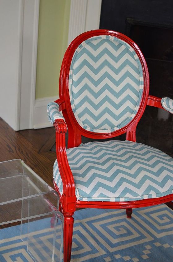 re upholstered red and blue chevron chairs, painted furniture, reupholster