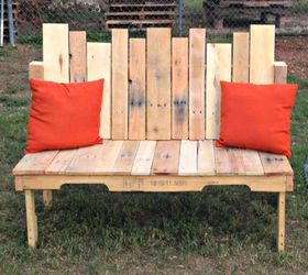 upcycled pallet wood bench, diy, painted furniture, pallet, repurposing upcycling, woodworking projects, Sand trim and nail the slats into the frame seat first then back Polyurethane Seal if desired Voila