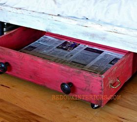 diy shoe storage from old drawer, I painted the exteriors with CeCe Caldwells paint Lined the inside with newspapers and used several coats of Mod Podge to seal them I can easily wipe the bottom of the drawer and the newspapers were free