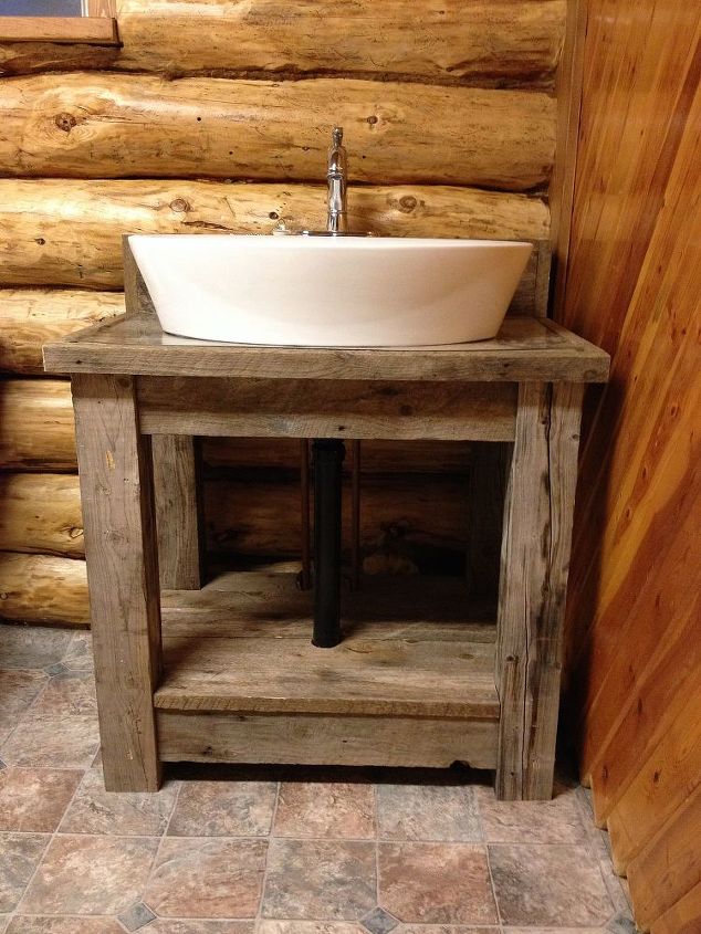 reclaimed wood bathroom vanity, bathroom ideas, diy, painted furniture, rustic furniture, woodworking projects
