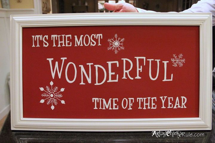 diy holiday sign pottery barn inspired easy inexpensive, chalk paint, crafts, painting, seasonal holiday decor, Finished sign held up for the picture courtesy of my fabulous husband