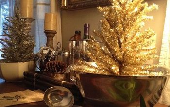 Vintage Silver and Gold Christmas Decorations on the Bar