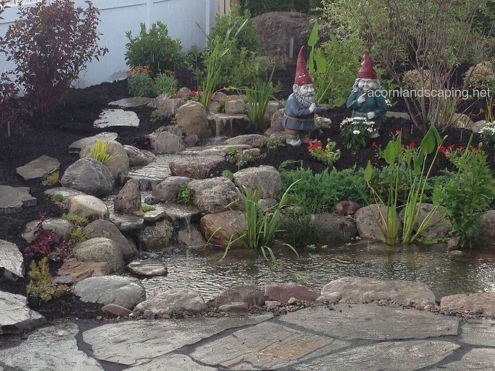 water gardens rochester ny fish ponds, landscape, ponds water features, Check out this gorgeous backyard ecosystem fishpond we did in Brighton NY Monroe County It has LED landscape lighting plantings and more We used an Aquascape filtration system to ensure highest quality of clear water