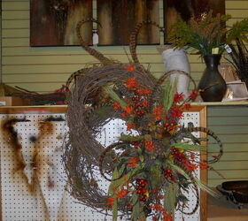 it is fall and people get inspired to decorate my client asked for a fall wreath i, crafts, curb appeal, seasonal holiday decor, Okay it is done ready to deliver Danny at Woodstock Outlet created the vision