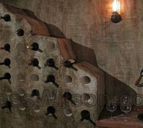 time travel, garages, home decor, Close up of artistic finish on wine cellar walls