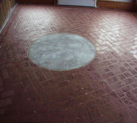 painted concrete floors that last and last and last, The second coat is the brick red from before with some beigemixed in slightly warmerand lighter in tone I put it down in each brick leaving an outline of the darker brick red on the edges