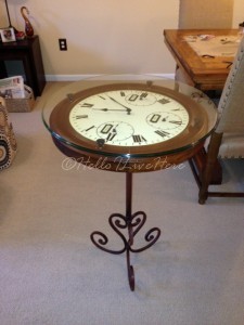 diy clock table, diy, how to, painted furniture, repurposing upcycling, Finished DIY Clock Table from Hello I Live Here