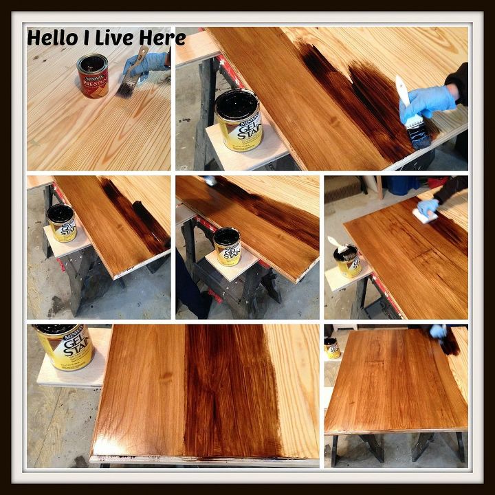 rustic diy coffee table, diy, how to, painted furniture, rustic furniture, woodworking projects, Staining of the wood