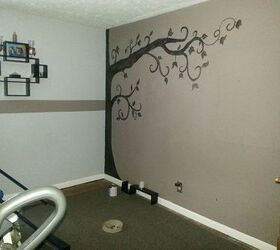 nursery room redo, bedroom ideas, diy, home decor, painting, i decided to try my hand at free handing a tree in the corner it was a lot easier then i expected