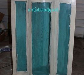 80 s oak bow front china cabinet turned vintage getorganized, painted furniture, I painted the inside a custom blue green so that it have that POP of color that I love