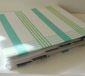 organize your old recipe clippings, organizing, A plain binder gets a facelift with a vintage towel