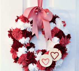 valentine s day pom pom wreath, crafts, seasonal holiday decor, valentines day ideas, wreaths, This wreath is easy to make and provides a big pop of colour on the wall or door