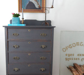Charcoal Gray and Brass Antique Dresser Hometalk